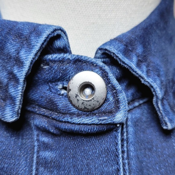 Free People Amber Button-Up Denim Mini Dress Size 2 Western Utility Chic - Picture 4 of 12